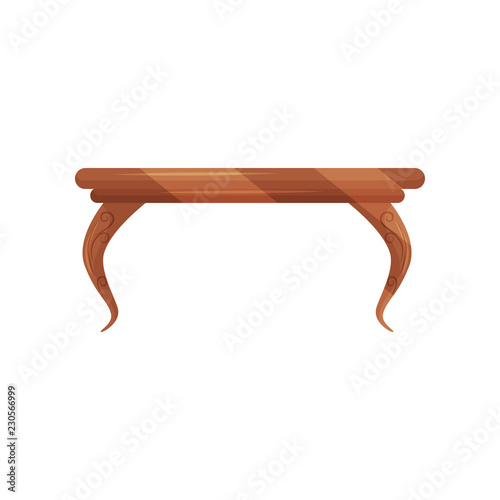Small vintage coffee table for living room. Classic wooden furniture. Object for home interior. Flat vector design