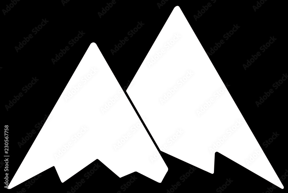 White Mountains Flat Icon on Black Background White Mountains Flat Icon on Black Background