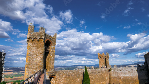 Bild auf Leinwand Montalcino Tuscany Italy - Medieval Castle with fortified walls and towers