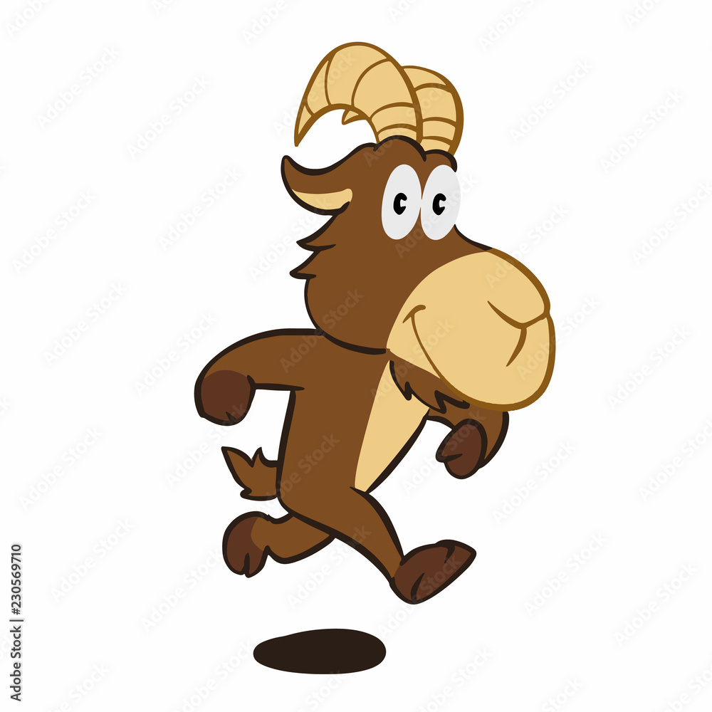Running goat - goat cartoon Vector Illustration Running goat - goat cartoon Vector Illustration