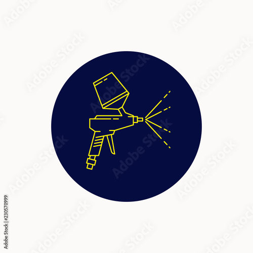 Spray gun for painting cars. Tool line icon.