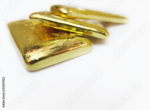 gold ingots isolated on white background for bussiness.
