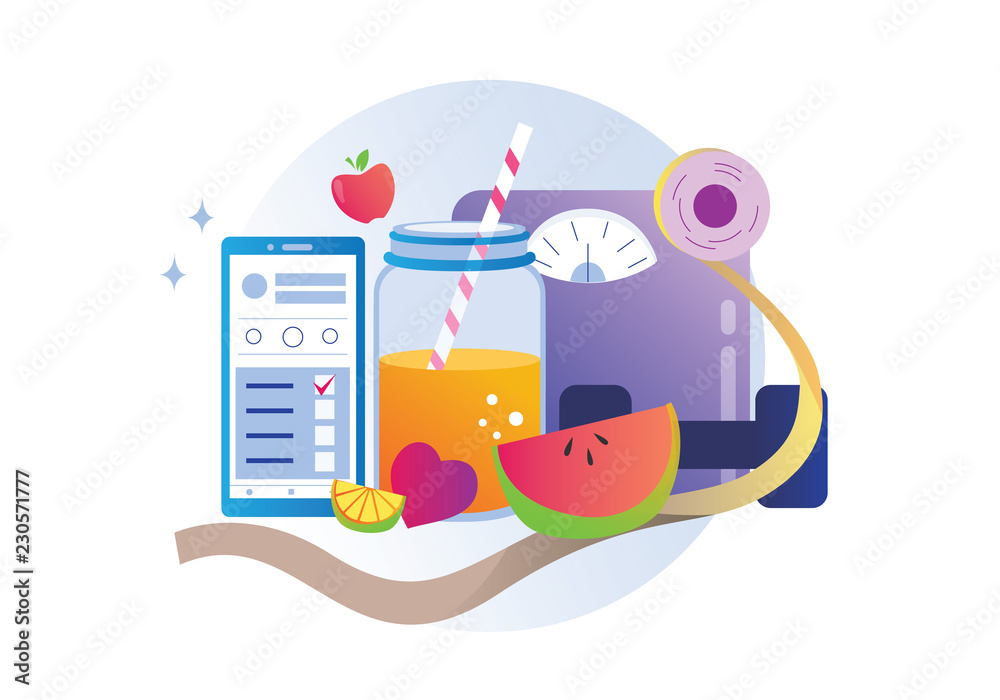 Diet thing app concept illustration vector