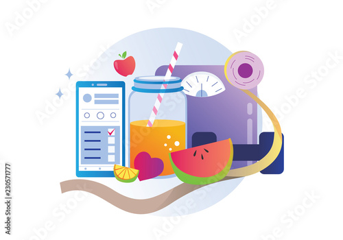 Diet thing app concept illustration vector