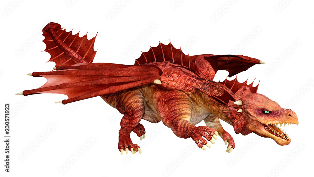 3D Rendering Fairy Tale Dragon on White 3D Rendering Fairy Tale Dragon on White