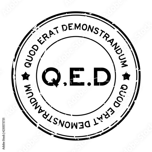 Grunge black Q.E.D. (abbreviation of Quod Erat Demonstrandum) word round  rubber seal stamp on white background Stock-Vektorgrafik | Adobe Stock