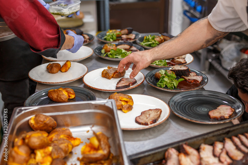 Team of cooks working