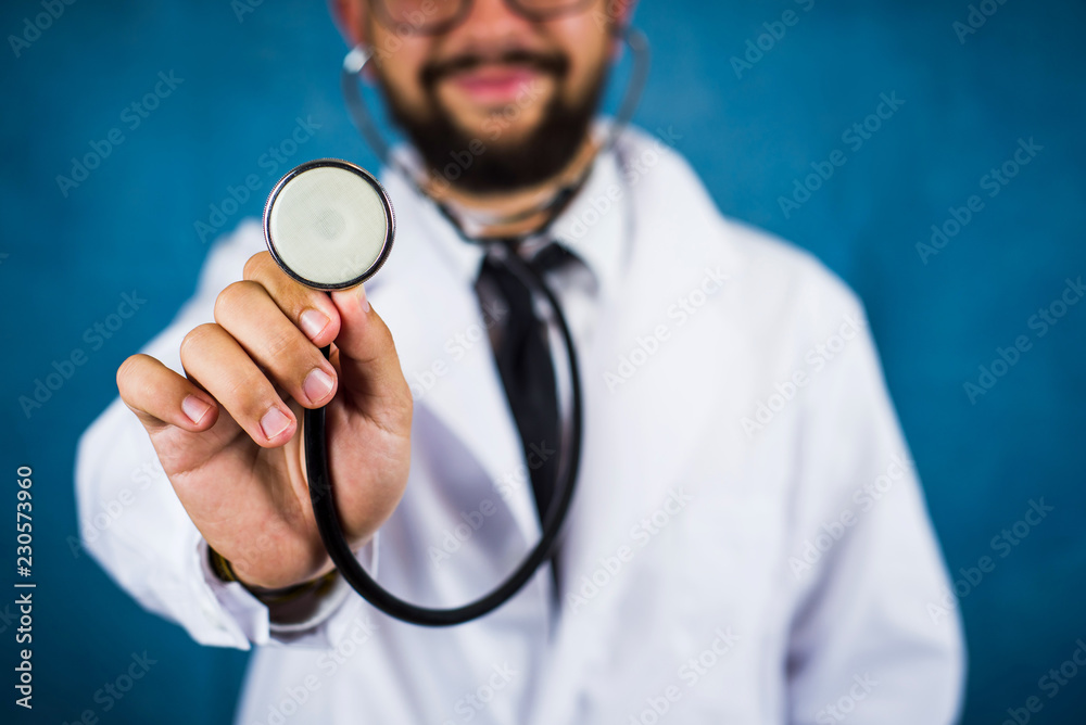 Cheerful doctor with a stethoscope Cheerful doctor with a stethoscope