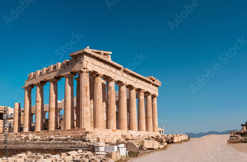 Parthenon of Acropolis panoramic photo shoot in the morning with no tourists around.