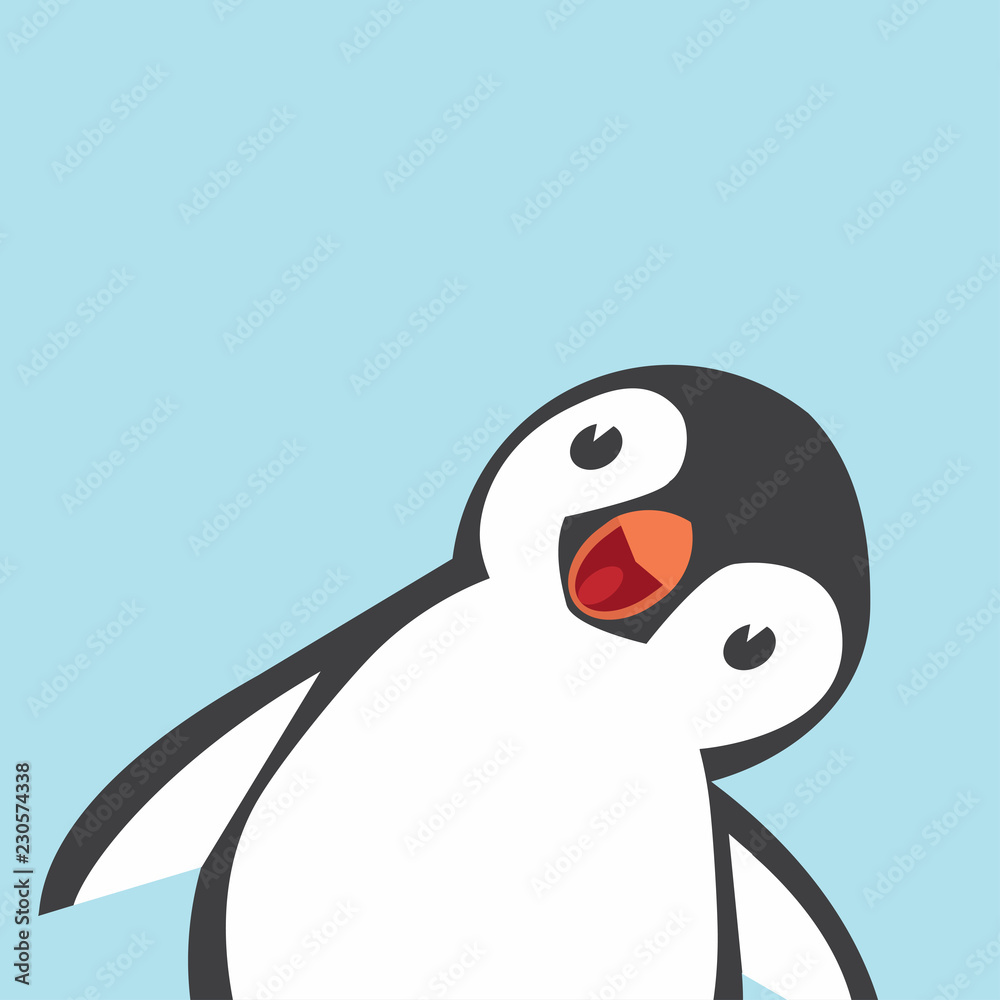 Naklejka premium Wektor kreskówka ładny pingwina