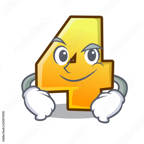 Smirking cartoon fence with the number four