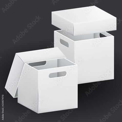 Empty cardboard box packaging container. Vector illustration isolated paper box