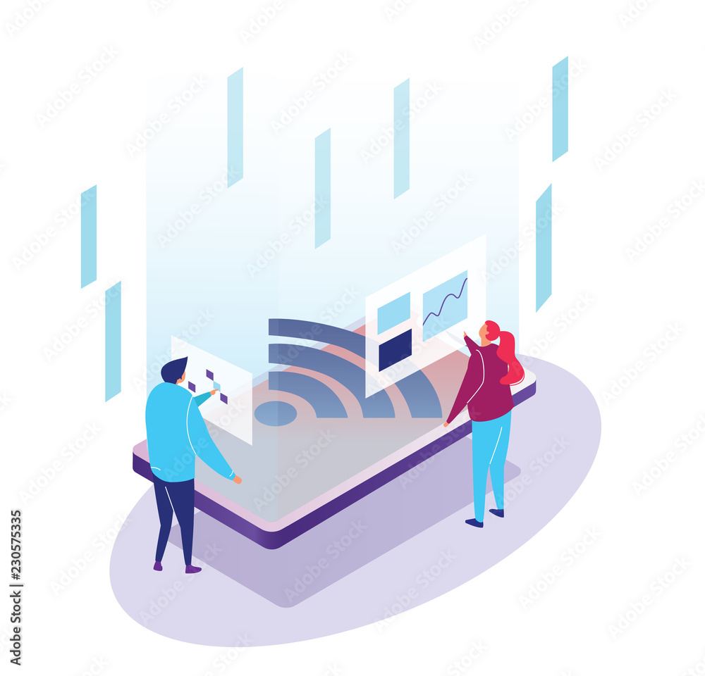 Obraz premium Internet of things network illustration vector