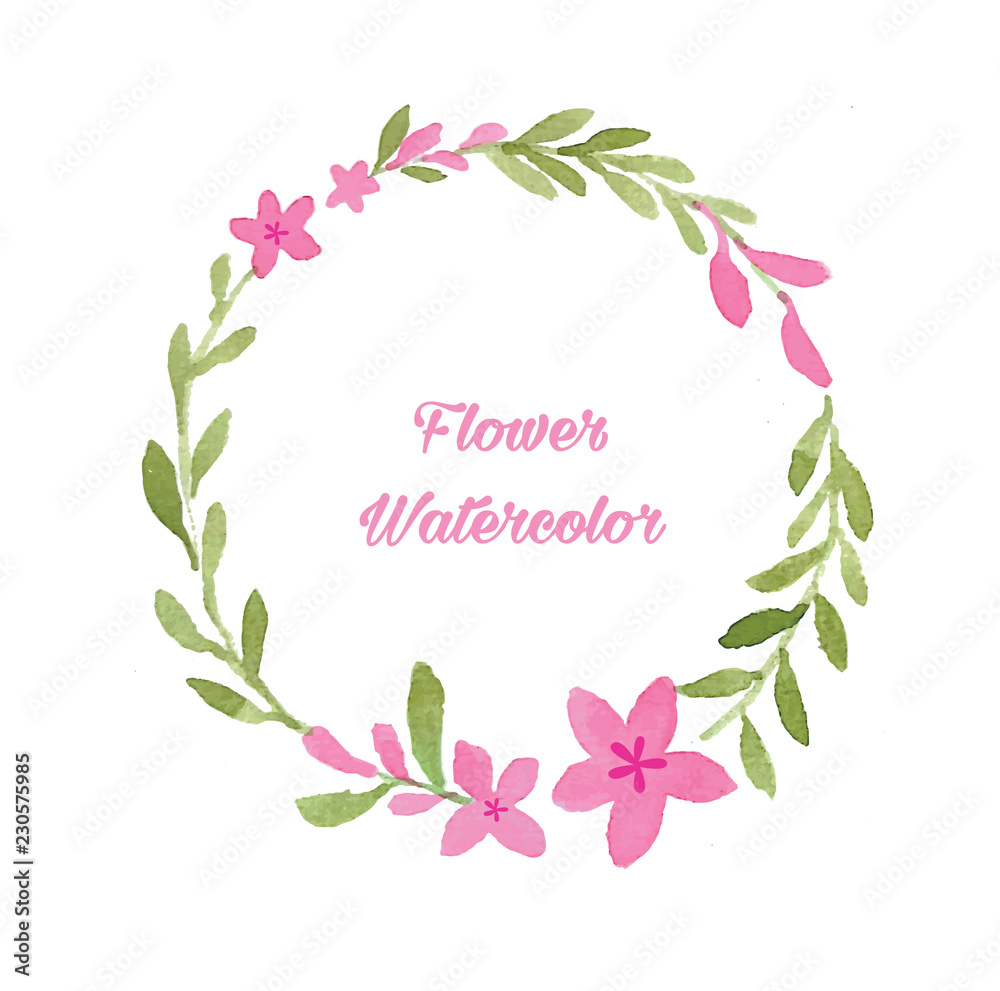 Watercolor round pink flower lettering