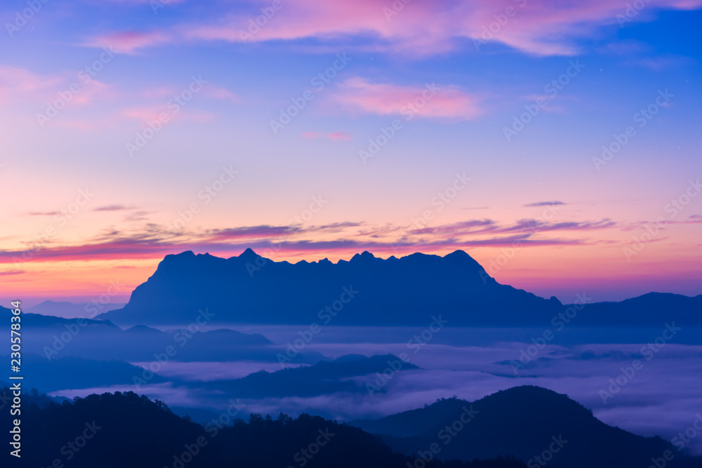 Landscape of sunrise on Mountain at Doi Luang Chiang Dao, ChiangMai ,Thailand Landscape of sunrise on Mountain at Doi Luang Chiang Dao, ChiangMai ,Thailand