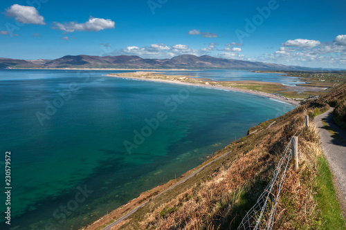 Spectacular panoramic view over unspoiled Rossbeigh Beach, Ireland. Ring of Kerry coastal route on Wild Atlantic Way photo