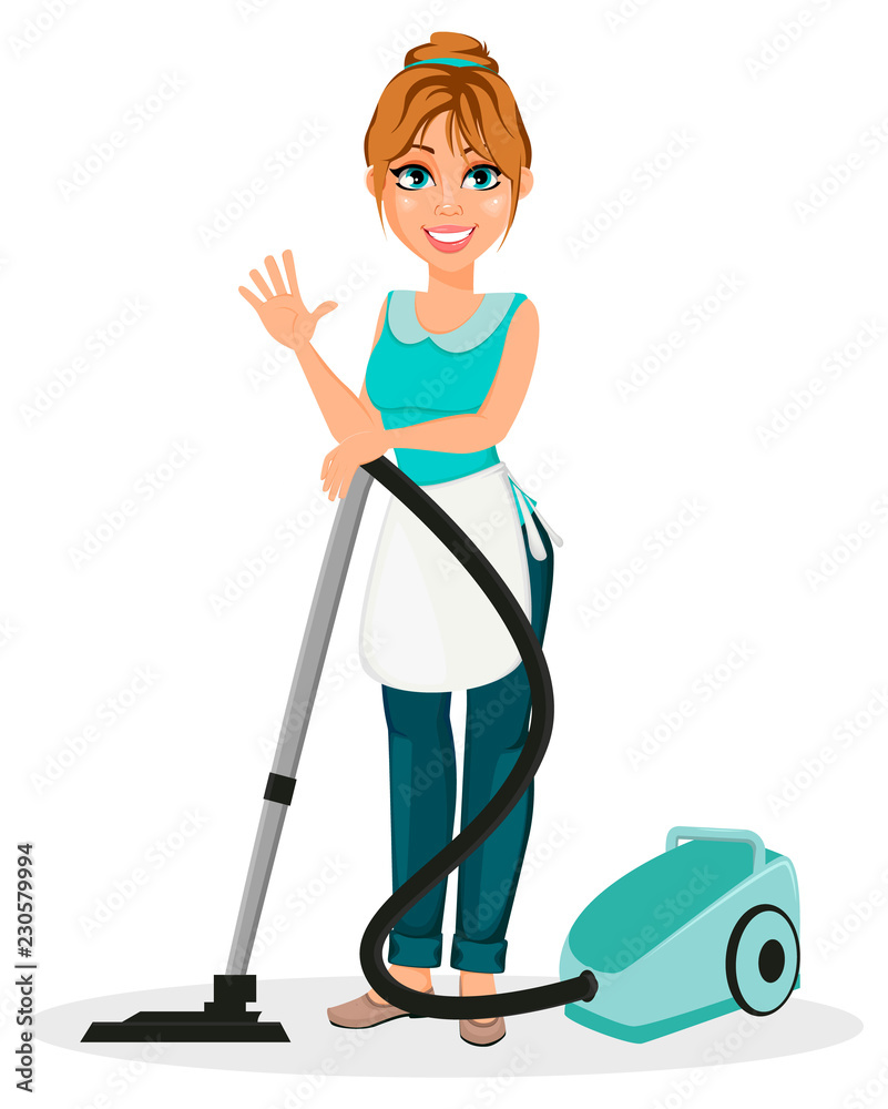 Happy housewife. Cheerful mother Happy housewife. Cheerful mother