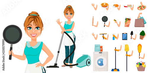 Happy housewife. Cheerful mother