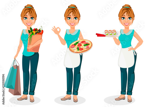 Happy housewife. Cheerful mother