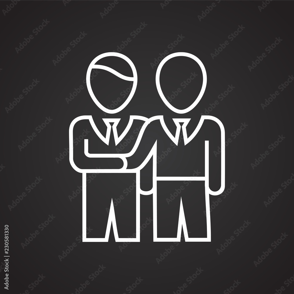 Business partnership thin line on black background icon Business partnership thin line on black background icon