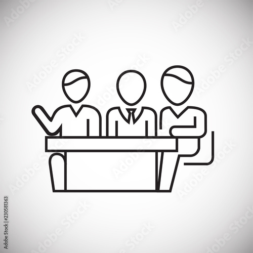 Business meeting thin line on white background icon