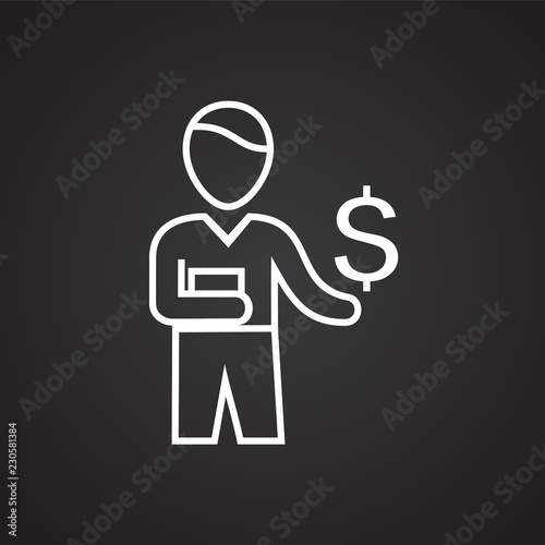 Businessman accountant thin line on black background icon