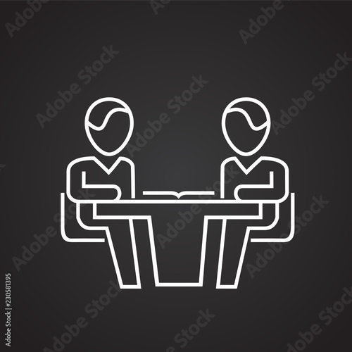 Business appointment thin line on black background icon