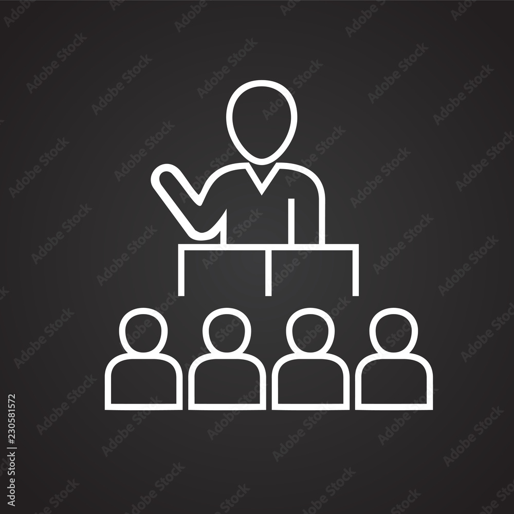 Business meeting thin line on black background icon Business meeting thin line on black background icon