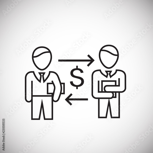 Mutual profit partnership thin line on white background icon
