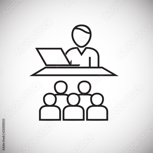 Business meeting thin line on white background icon