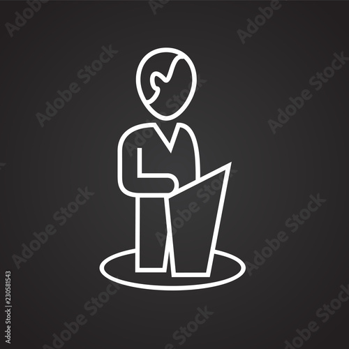 Speaker thin line on black background icon