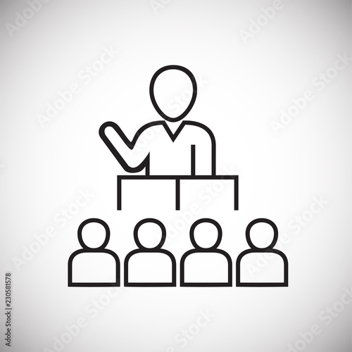 Business meeting thin line on white background icon