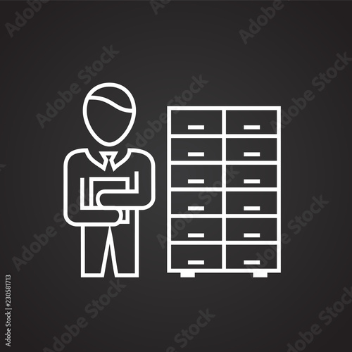 Office manager thin line on black background icon