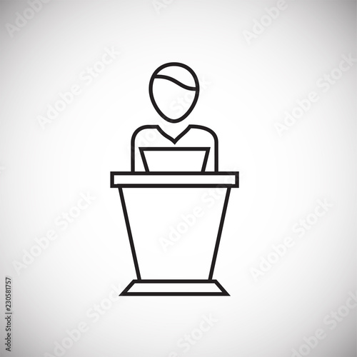 Speaker tribune thin line on white background icon