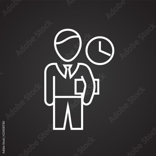 Time managment thin line on black background icon