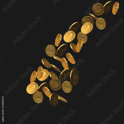 water drop shaped golden euro coins. realistic vector illustration.