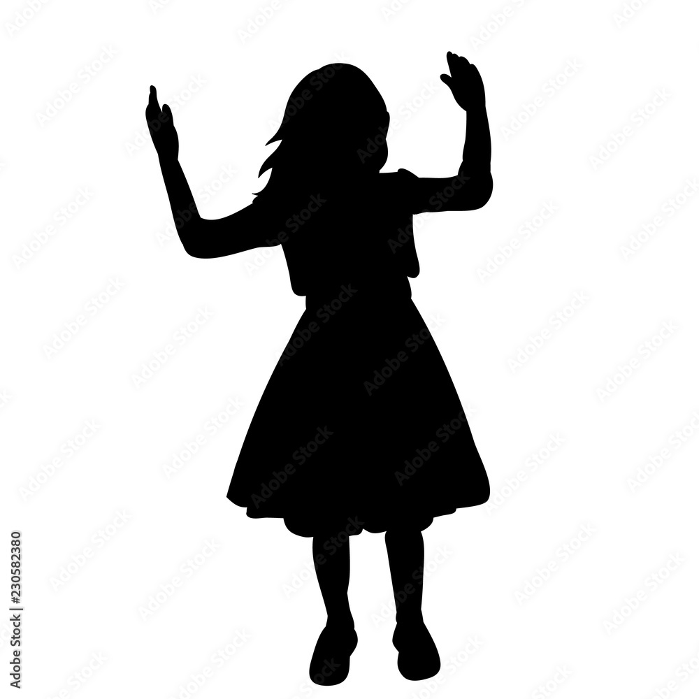 vector isolated black silhouette of a little girl dancing vector isolated black silhouette of a little girl dancing