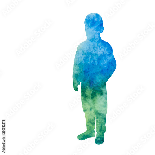  blue watercolor boy silhouette
