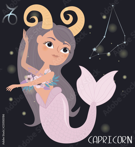 Illustration of Capricorn Zodiac signs character. Editable vector illustration 