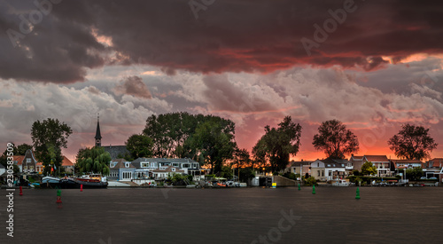 Village at sunset