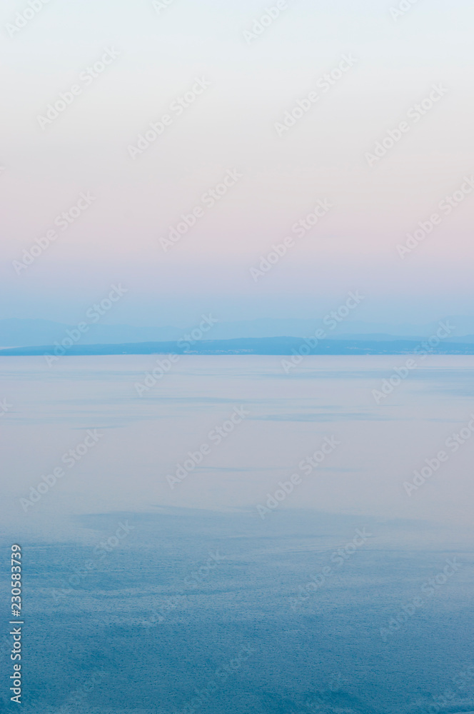 Fototapeta premium Adriatic sea at sunset in Northern Croatia, Crec and Krk islands
