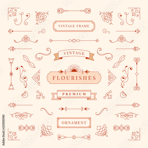 Collection of vintage ornament frame illustration