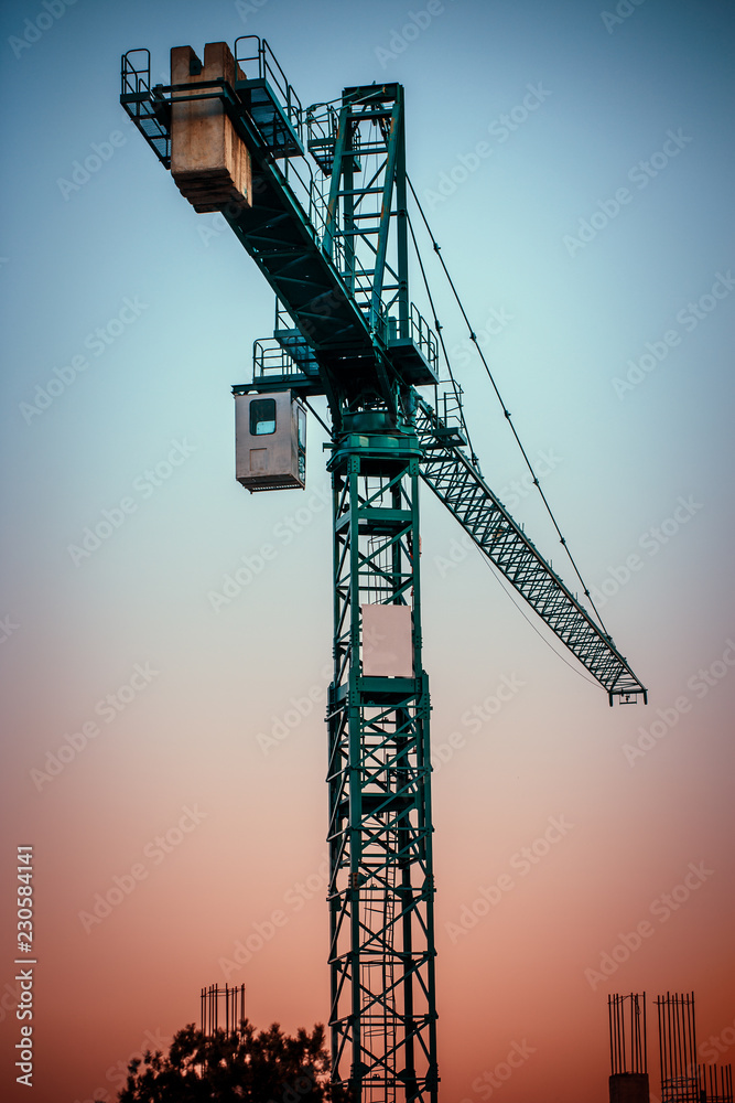 green construction crane