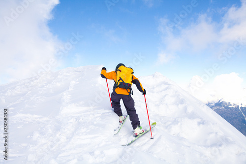 Man skiing in the mountains