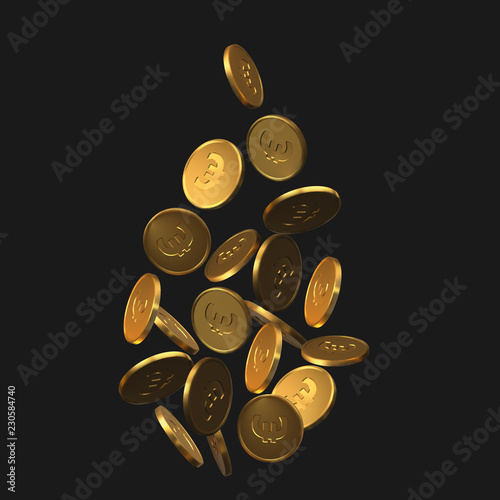 water drop shaped golden euro coins. realistic vector illustration.