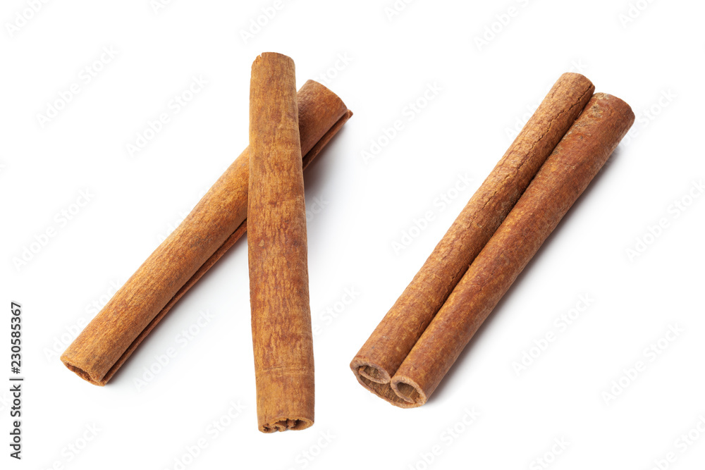 Cinnamon sticks isolated on white background