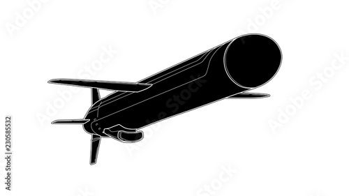 Vector tech draw illustration of cruise missile