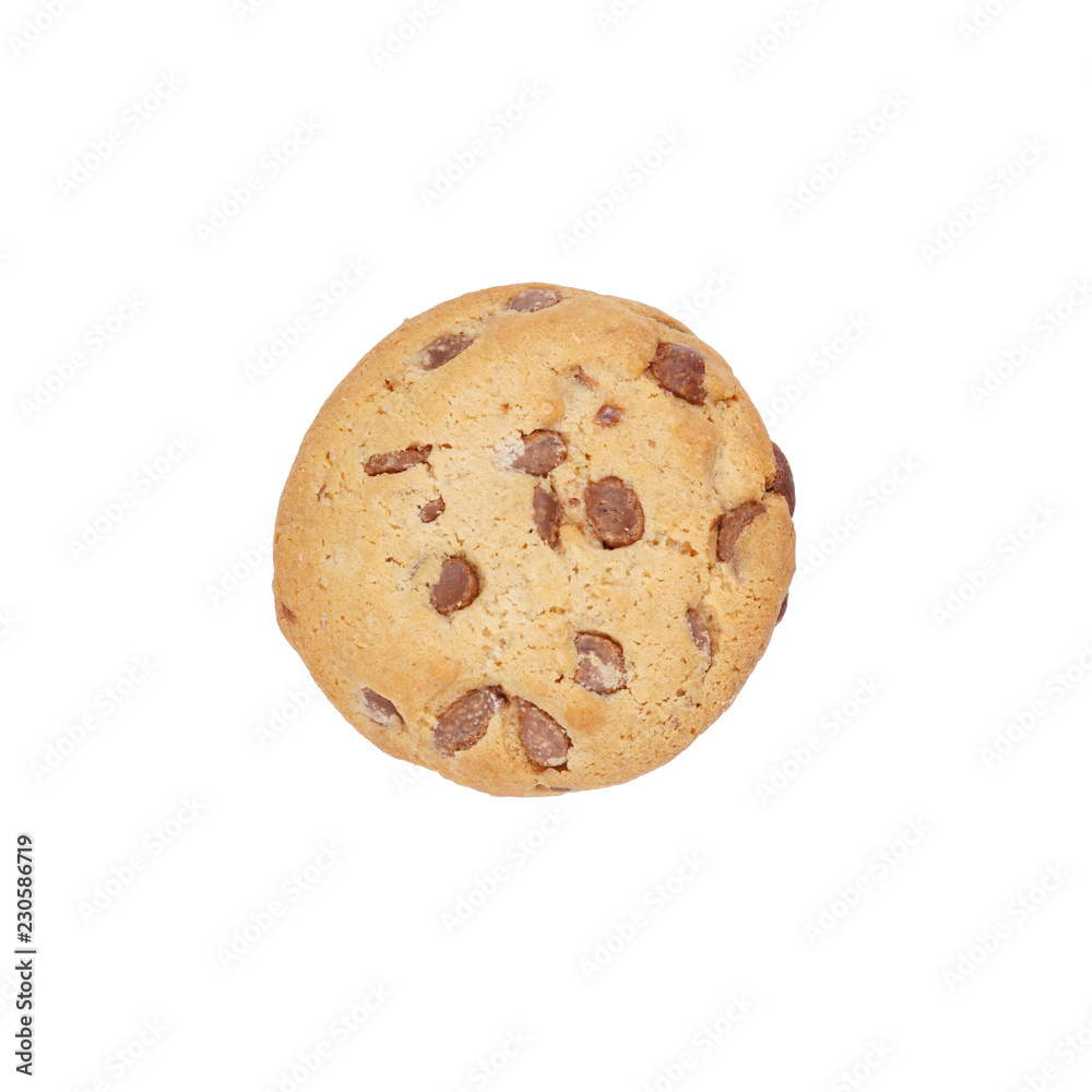 chocolate chip cookie from directly above, isolated chocolate chip cookie from directly above, isolated