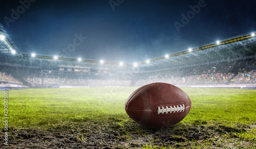 Rugby game concept. Mixed media