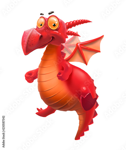 red dragon, isolated on white